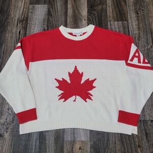 Cotton Country Canada Maple Leaf Knit Sweater Large/XL Canadian Crop